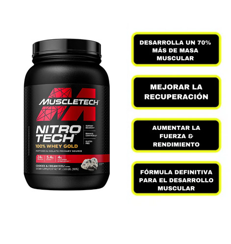 MuscleTech, Nitro-Tech, Suero de Leche Aislado+Constructor de Musculo Magro, 2.0 lbs (907 g)